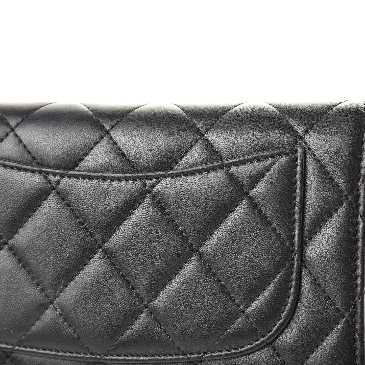 Lambskin Quilted Large Flap Wallet Black