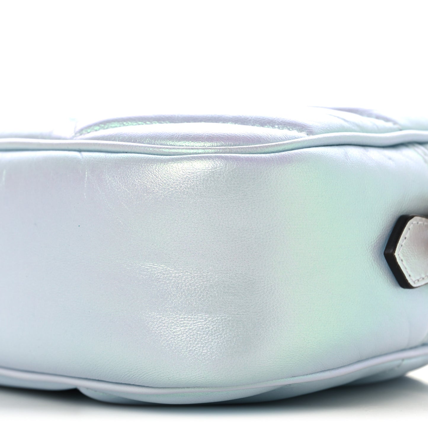 Iridescent Nappa Chevron Matelasse Small GG Marmont Chain Shoulder Bag Iridescent Snow Light Blue