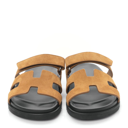 Hermes Suede Goatskin Womens Chypre Sandals 40 Naturel 2 of 8