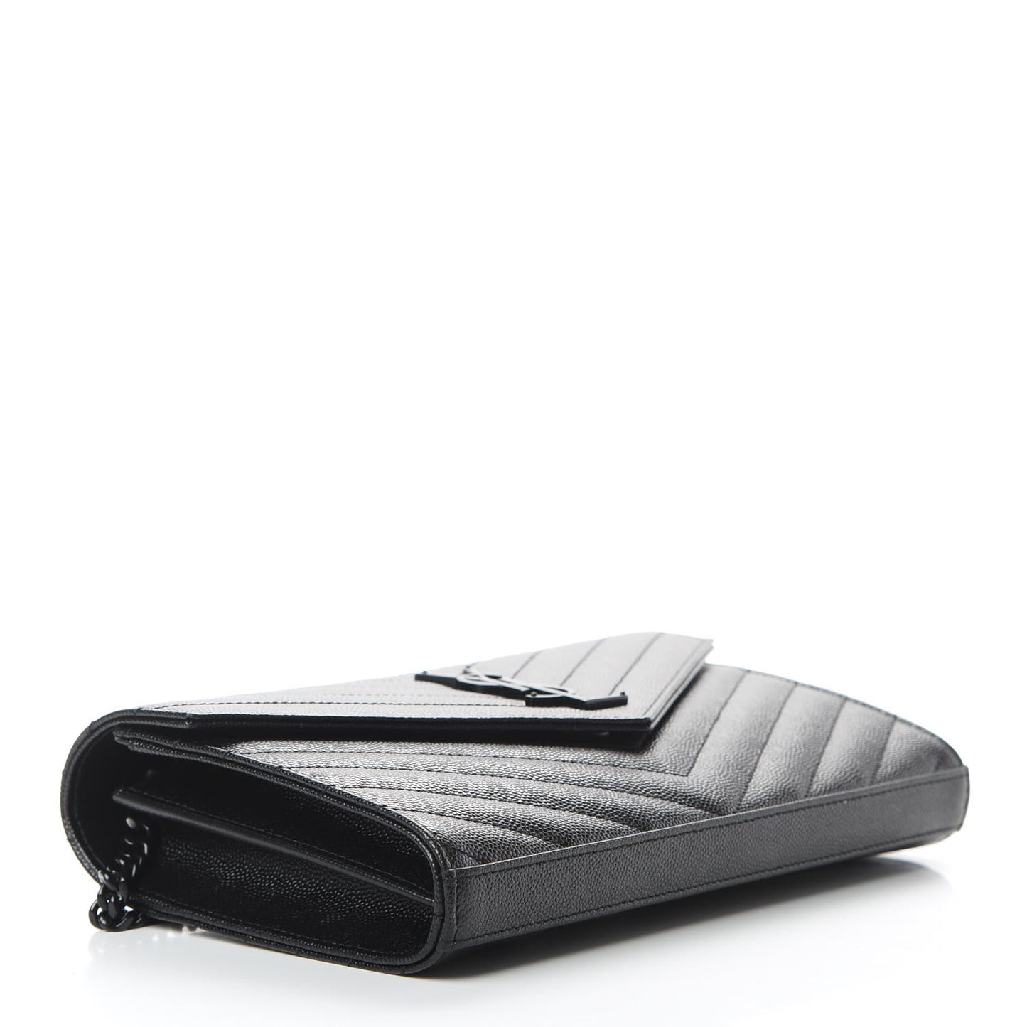 Grain De Poudre Matelasse Chevron Monogram Chain Wallet Black