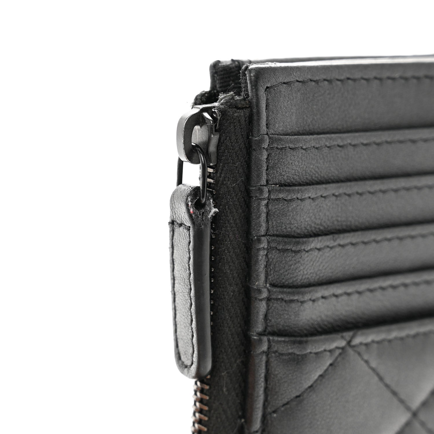 Chanel Pearly Lambskin Quilted Zip Card Holder So Black 10 of 10