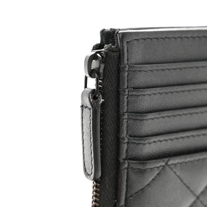 Chanel Pearly Lambskin Quilted Zip Card Holder So Black 10 of 10