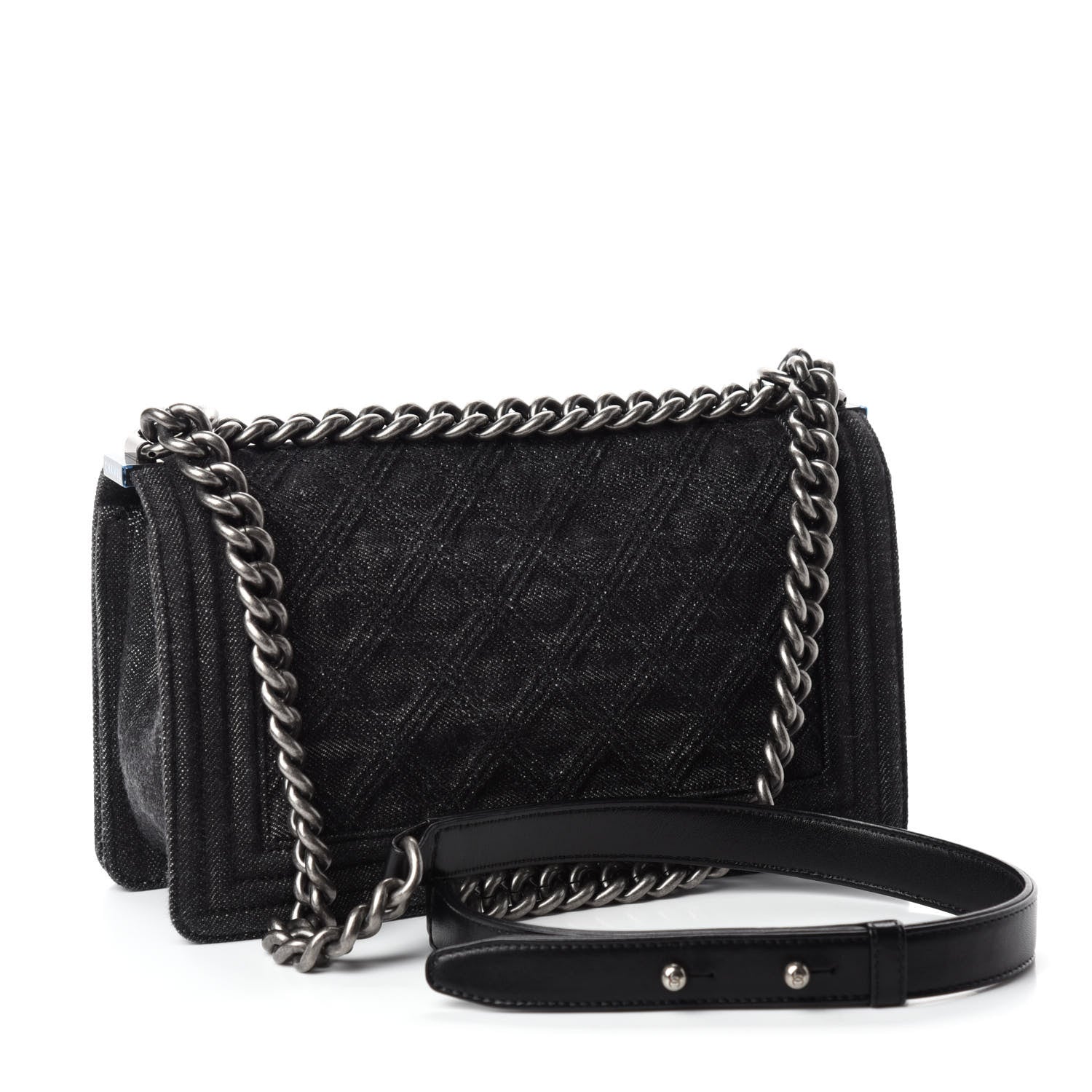 Chanel Denim Quilted Medium Boy Flap Black 3 of 11