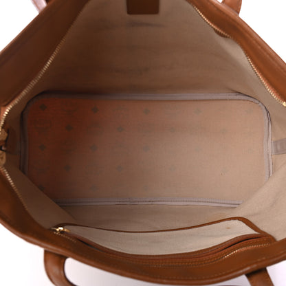 MCM Visetos Striped Shopper Tote Cognac 4 of 4