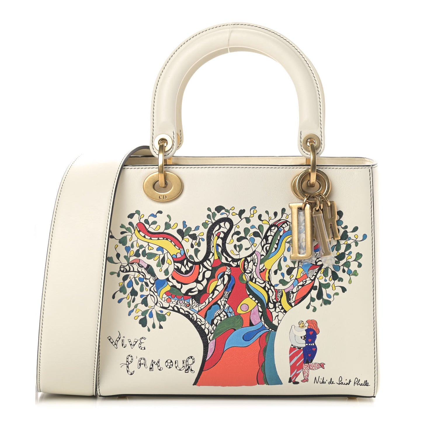 Calfskin Niki De Saint Phalle Medium Supple Lady Dior Off White