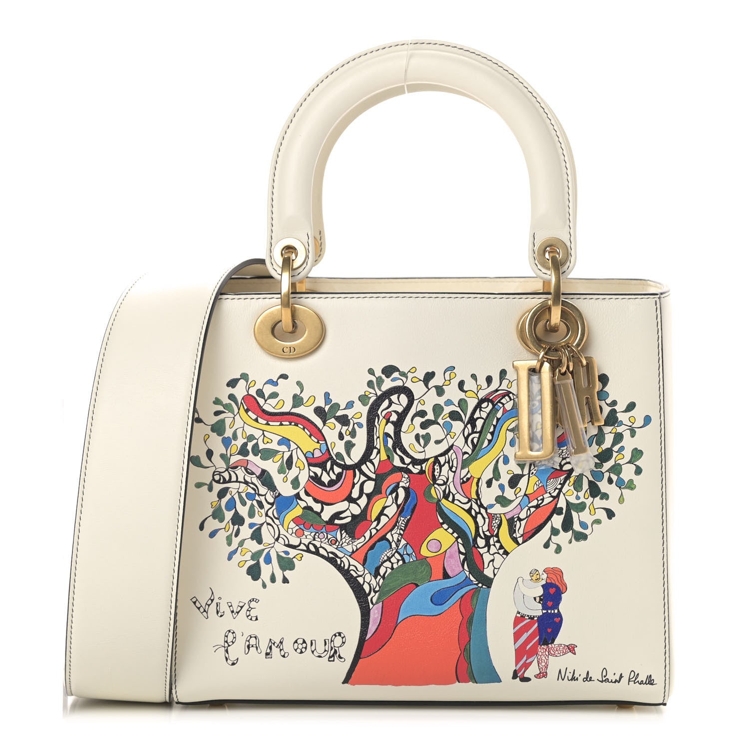 Christian Dior Calfskin Niki De Saint Phalle Medium Supple Lady Dior Off White 1 of 8