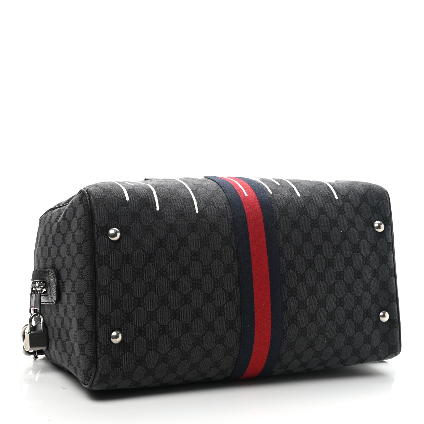 X BALENCIAGA BB Monogram Web Graffiti Medium Ophidia Carry-On Duffle Bag Black