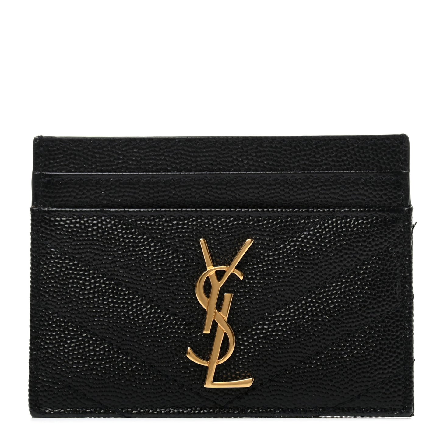 Grain De Poudre Matelasse Chevron Monogram Credit Card Case Black