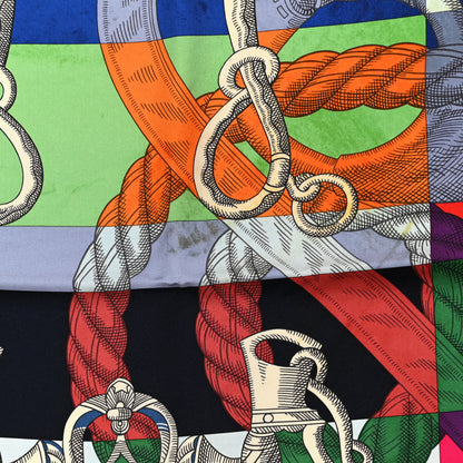 Hermes Silk Double Della Cavalleria Fine Scarf 90 Vert Jaune Vif Mauve Sylvestre 8 of 8