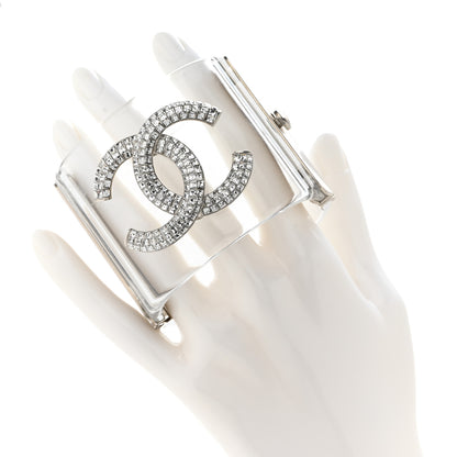 Chanel Lucite Baguette Crystal CC Cuff Transparent Silver 2 of 5