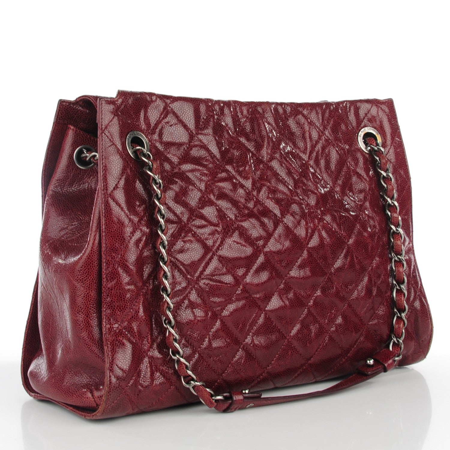 Chanel Crumpled Grained Calfskin CC Crave Tote Burgundy 2 of 8