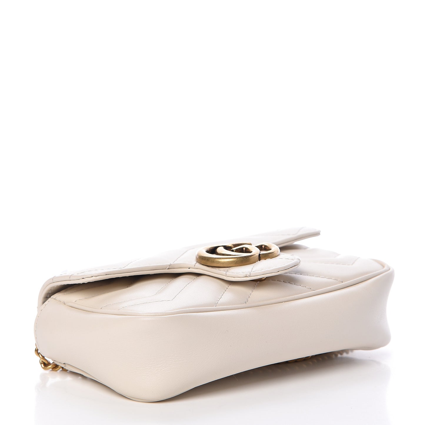 Calfskin Matelasse Super Mini GG Marmont Shoulder Bag White