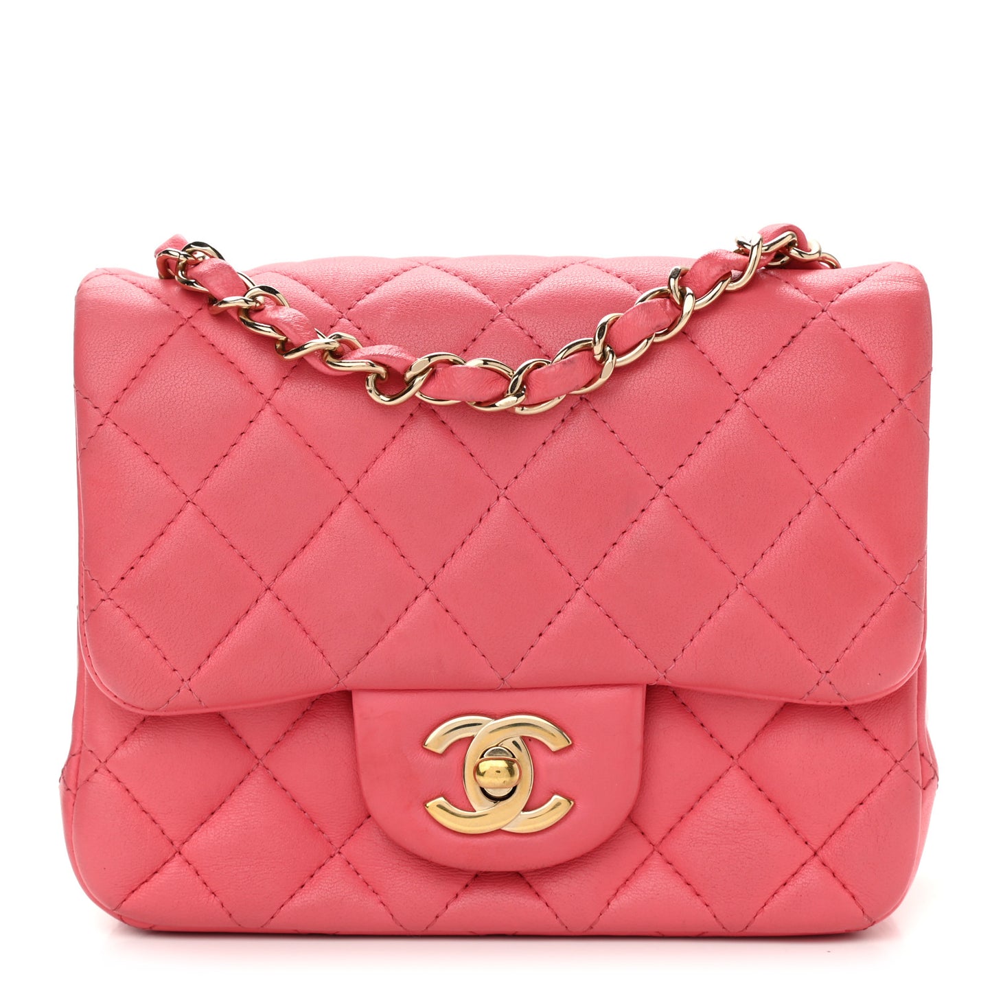 Lambskin Quilted Mini Square Flap Pink