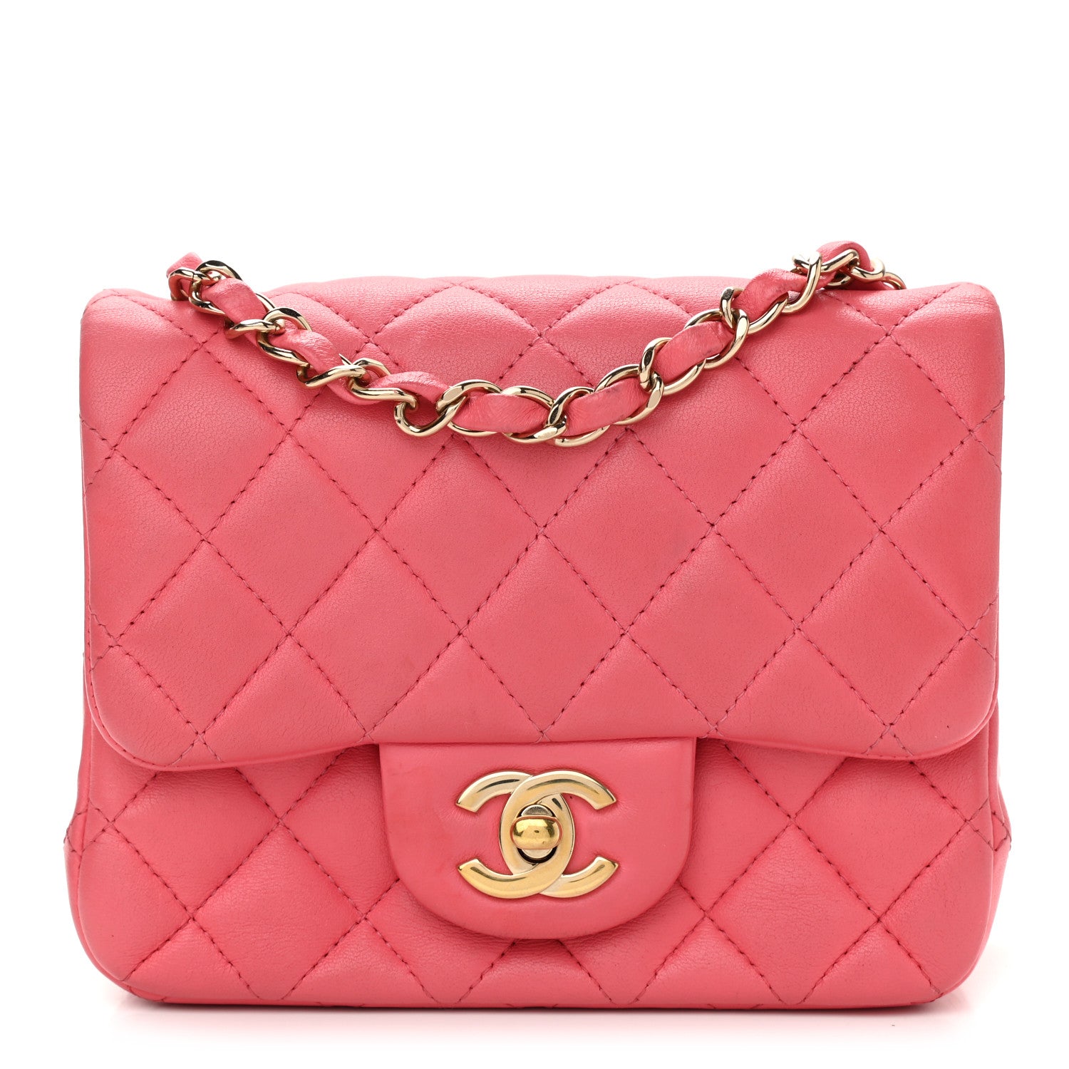 Chanel Lambskin Quilted Mini Square Flap Pink 1 of 15