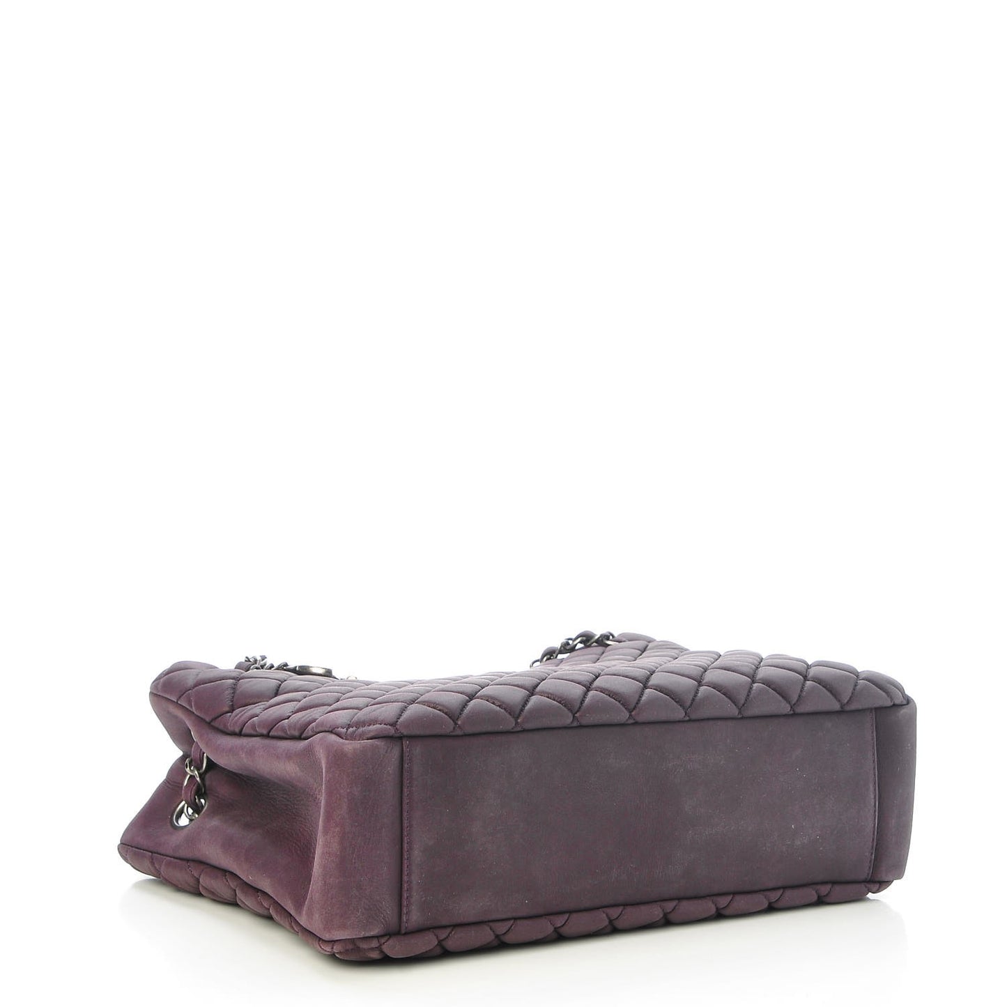 Iridescent Calfskin Small New Bubble Quilt Tote Plum