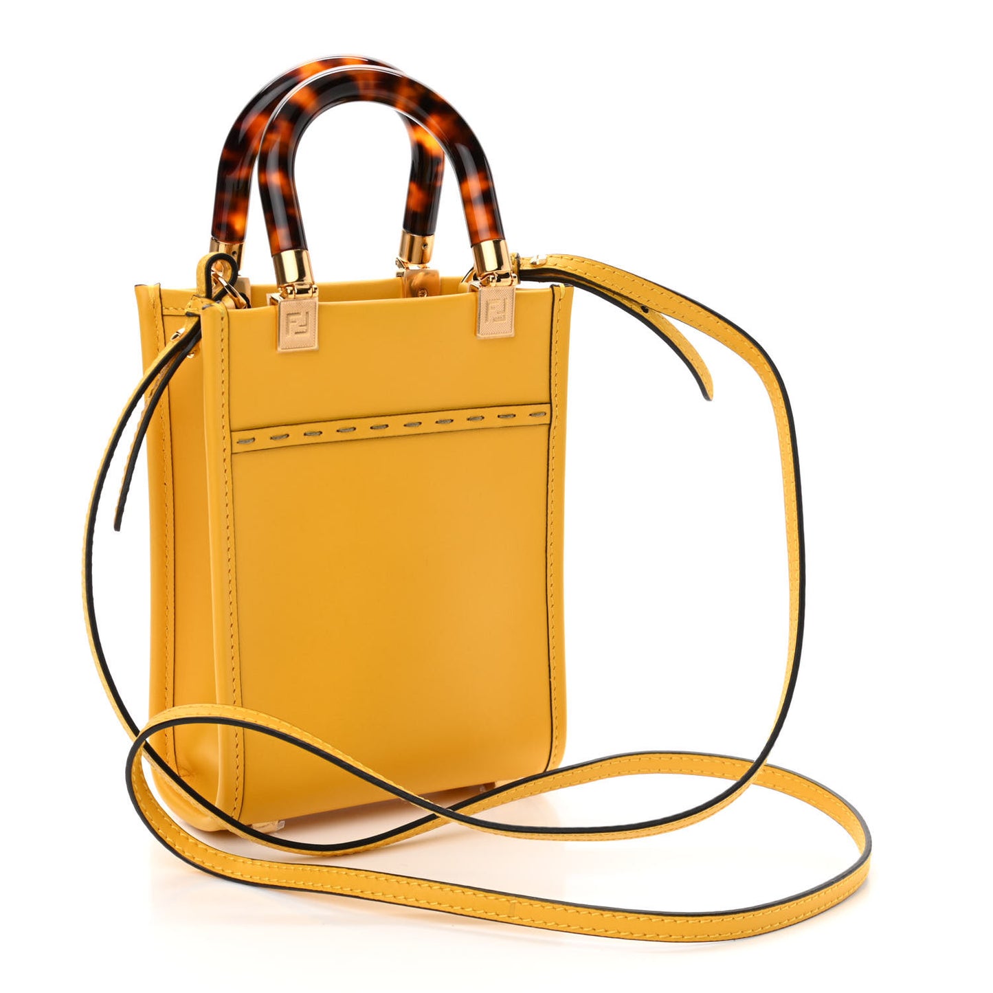 Vitello King Plexiglass Logo Embossed Mini Fendi Sunshine Shopper Tote Mimosa