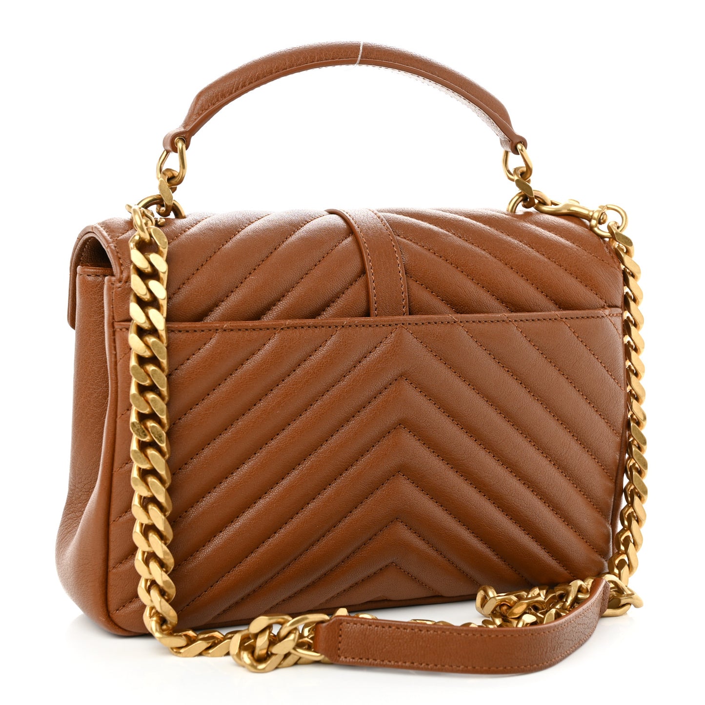 Calfskin Matelasse Chevron Monogram Medium College Bag Brick