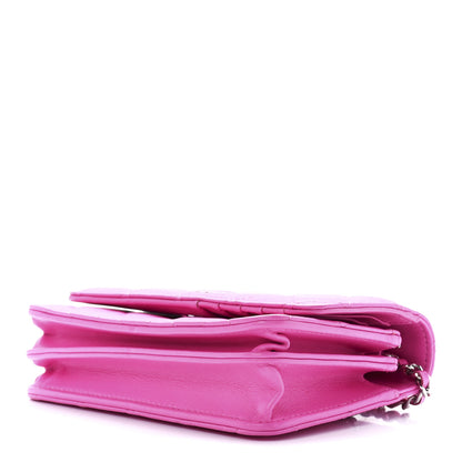 Chanel Lambskin Quilted Mini Wallet On Chain WOC Pink 9 of 12