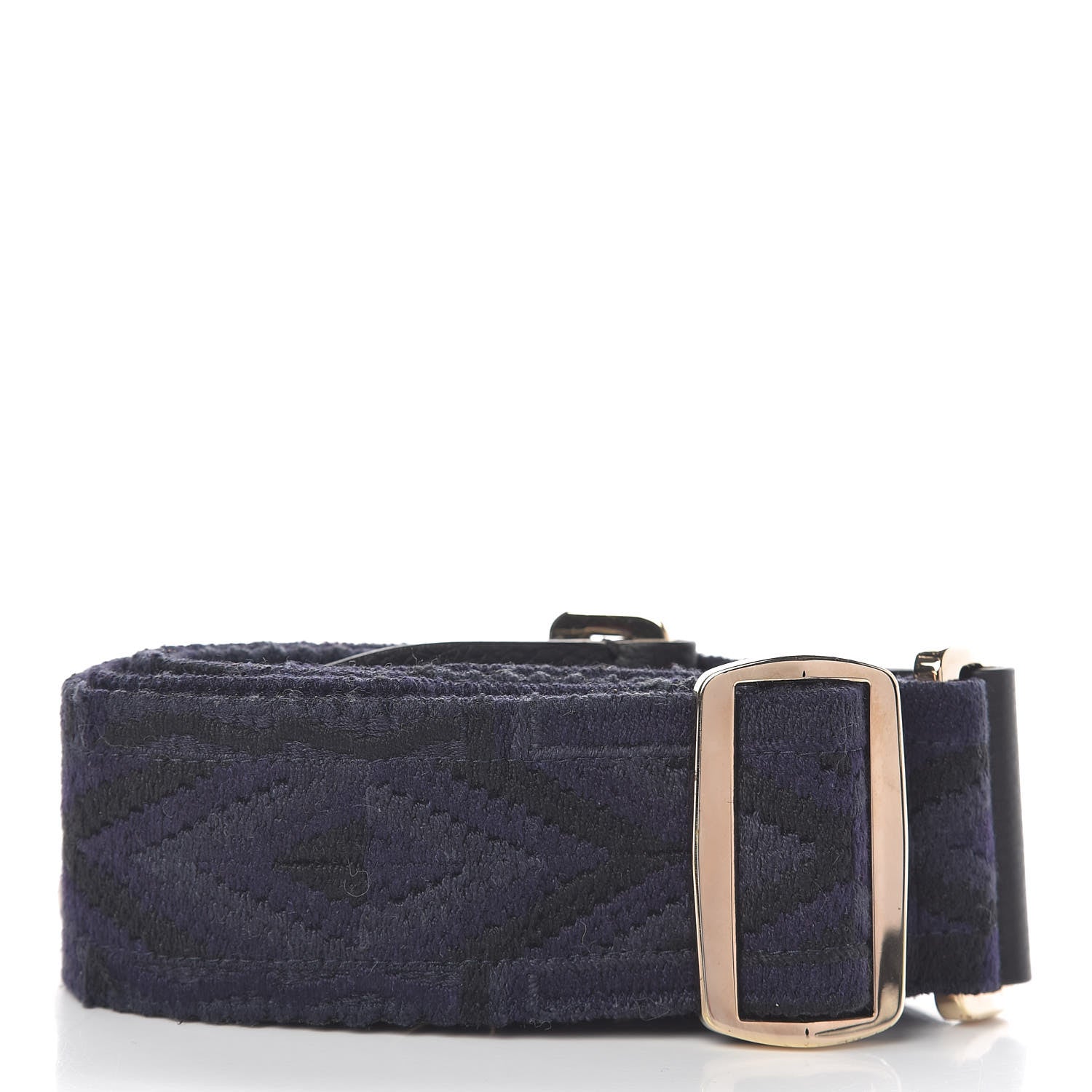 Valentino Garavani Canvas Geometric Embroidered Rockstud Guitar Strap Black Blue 2 of 3