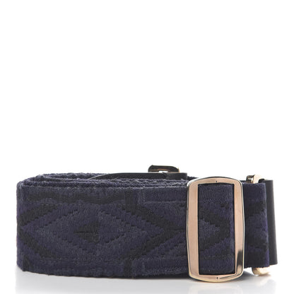 Valentino Garavani Canvas Geometric Embroidered Rockstud Guitar Strap Black Blue 2 of 3