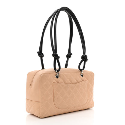 Chanel Calfskin Quilted Large Cambon Bowler Beige Black 3 of 10