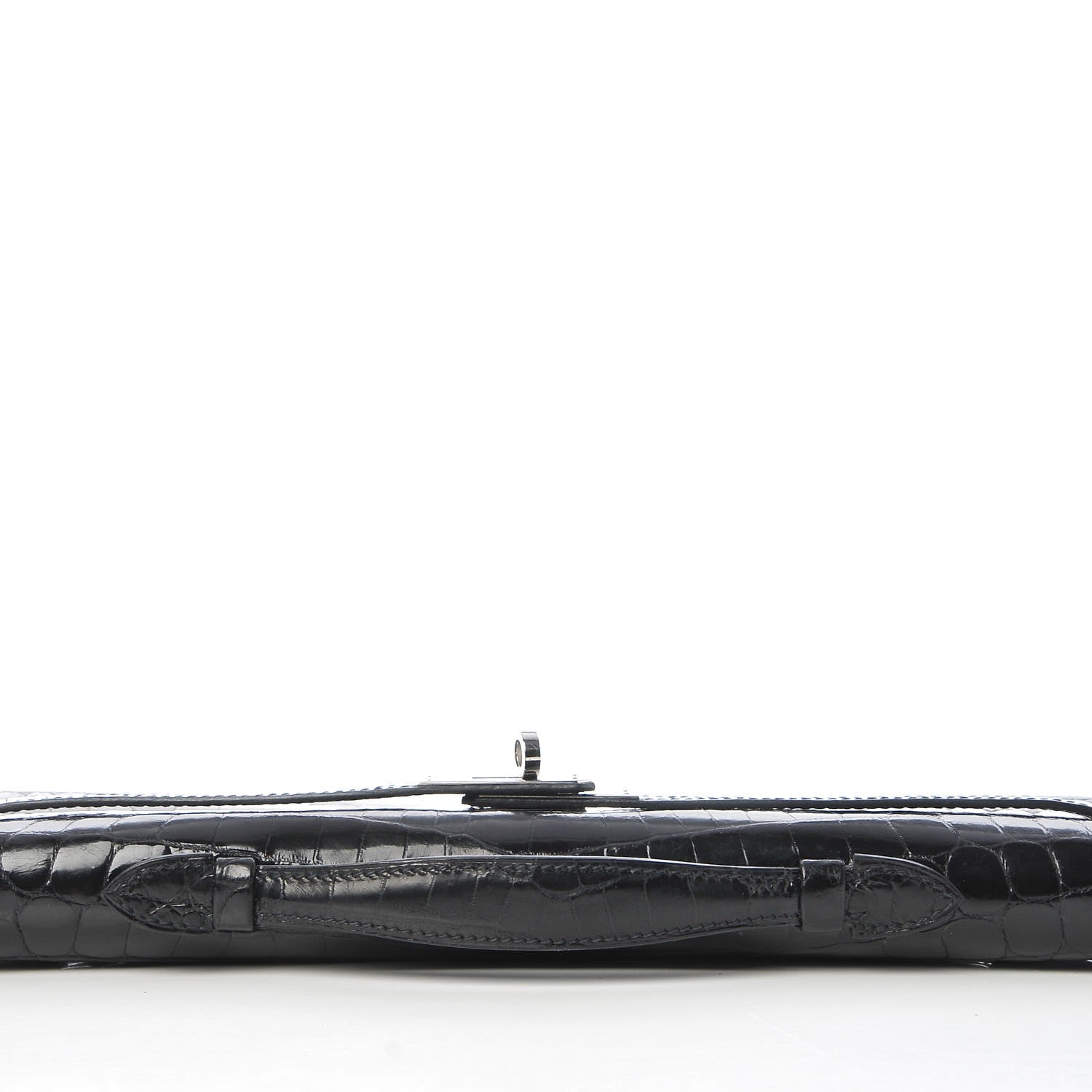 Hermes Shiny Niloticus Crocodile Kelly Cut Pochette Black 10 of 21