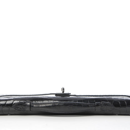 Hermes Shiny Niloticus Crocodile Kelly Cut Pochette Black 10 of 21