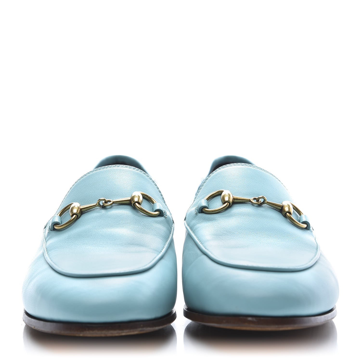 Gucci Lambskin Womens Brixton Horsebit Loafers 37 New Acquamarine 2 of 9