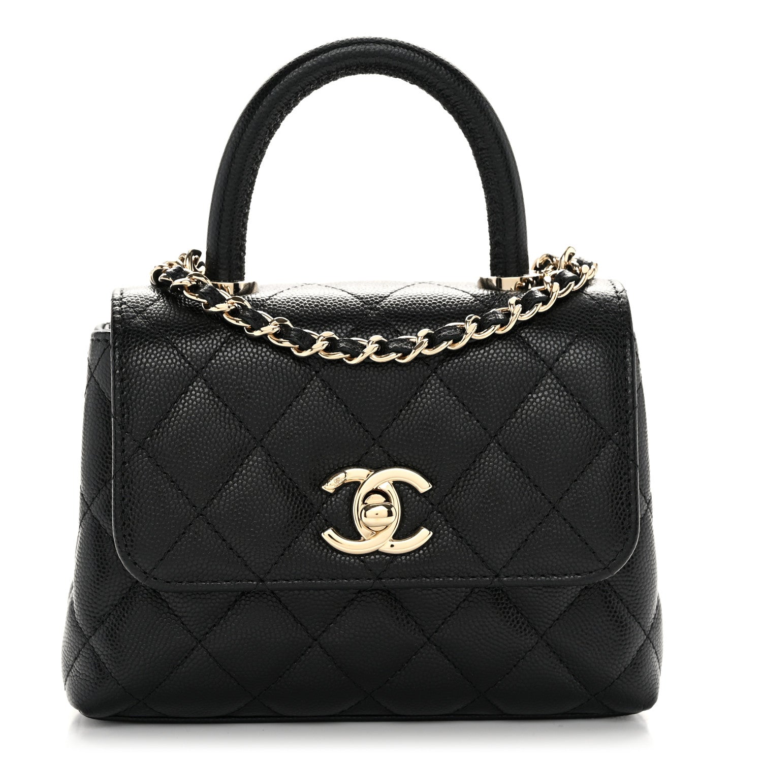 Chanel Caviar Quilted Coco Handle Clutch With Chain Black 1 of 11