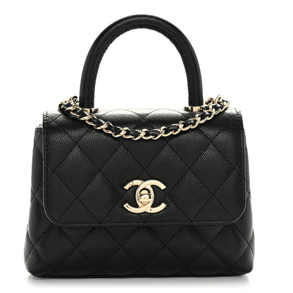 Chanel Caviar Quilted Coco Handle Clutch With Chain Black 1 of 11