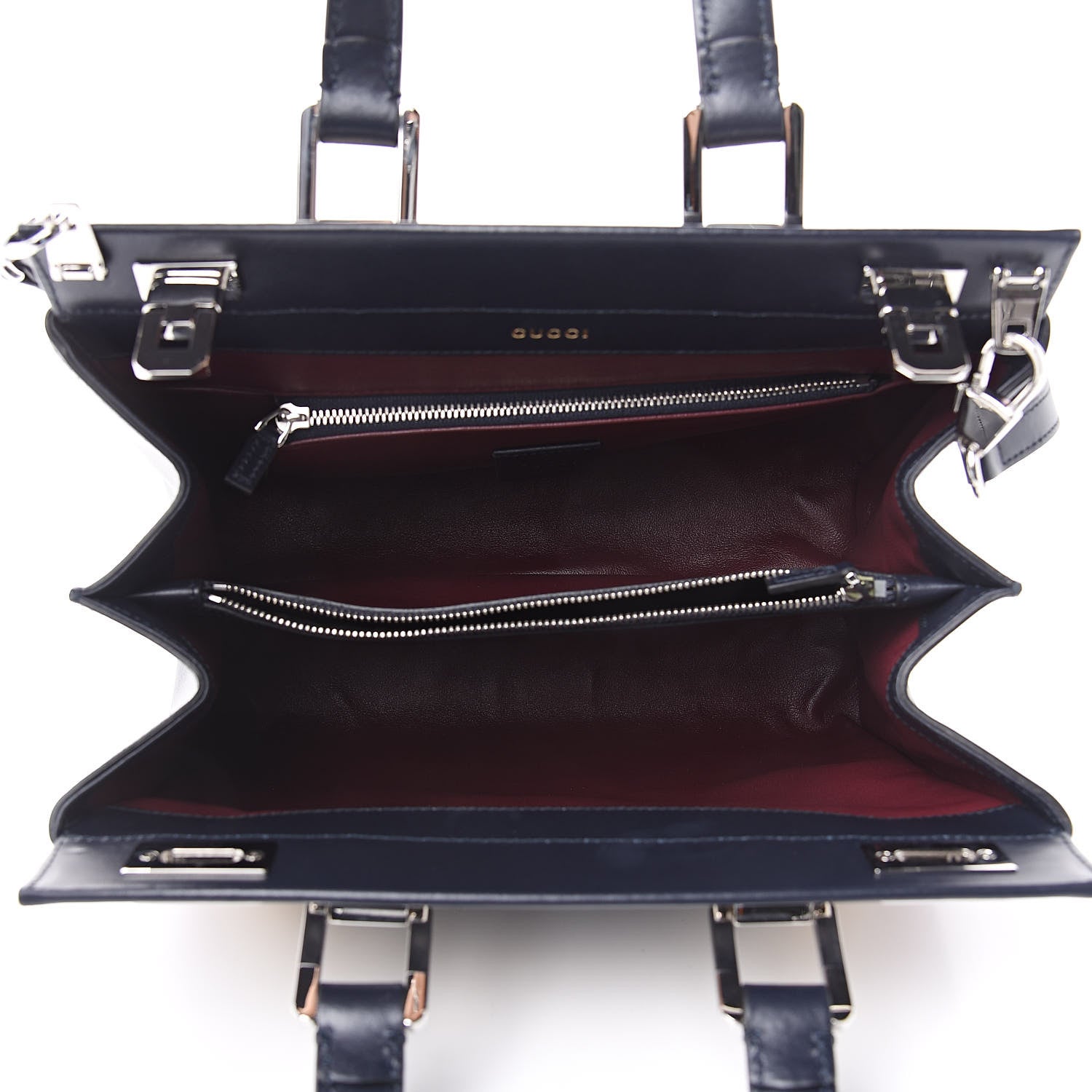 Gucci Smooth Calfskin Small Zumi Top Handle Bag Blue Romantic Cerise Butter 5 of 11