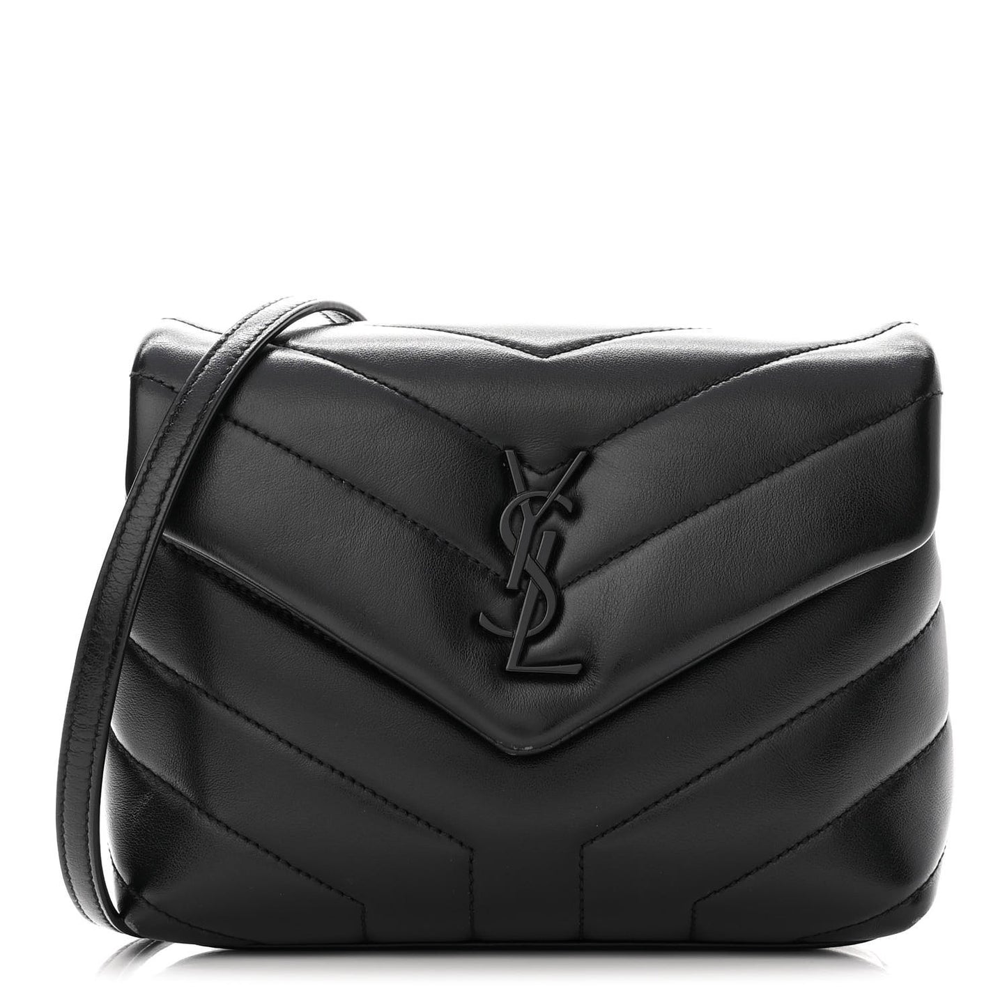 Calfskin Y Quilted Monogram Toy Loulou Crossbody Bag Black