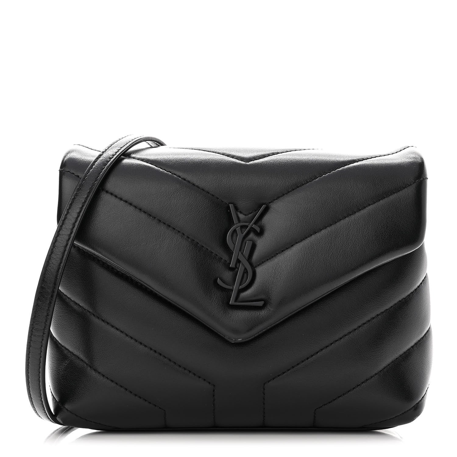 Saint Laurent Calfskin Y Quilted Monogram Toy Loulou Crossbody Bag Black 1 of 10