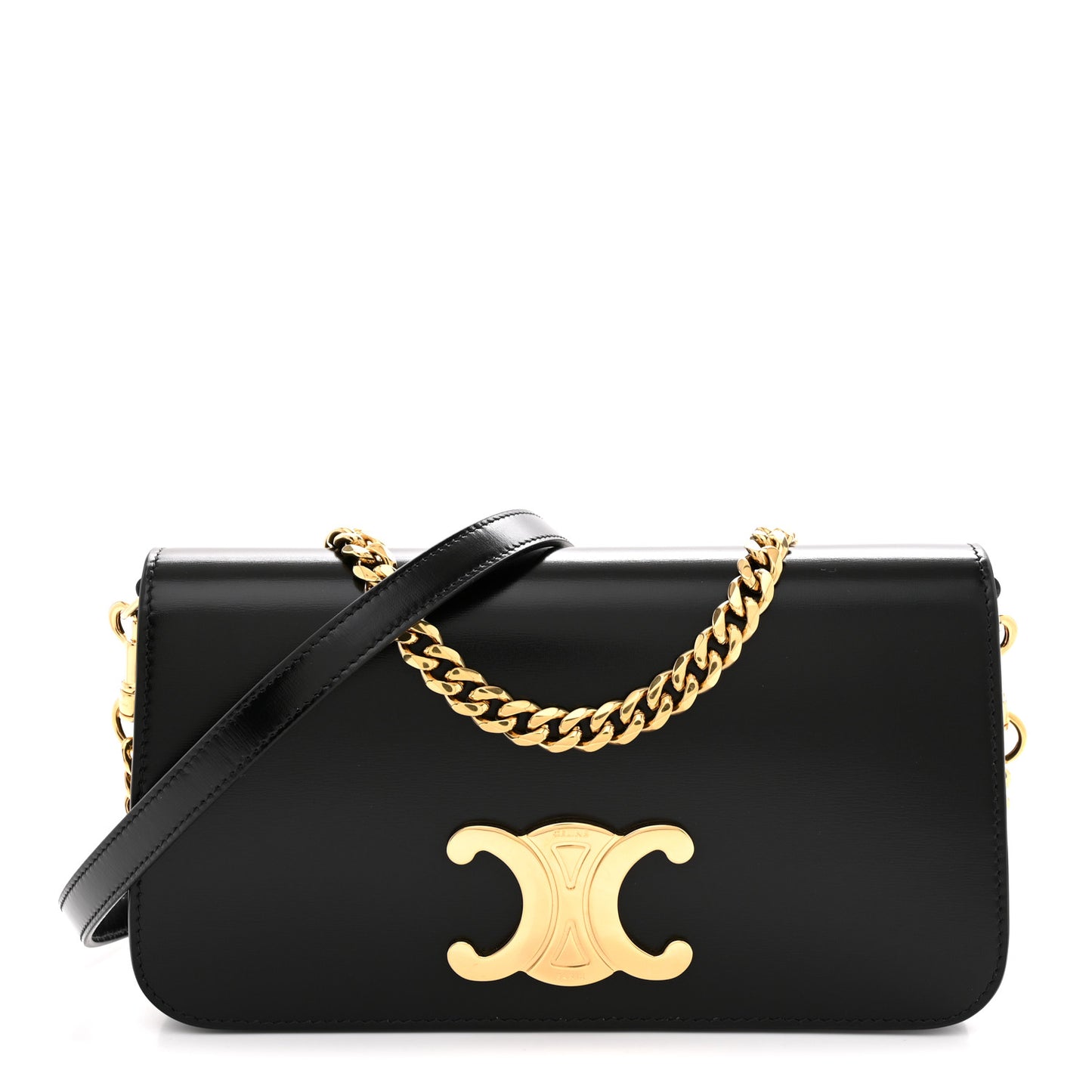 Shiny Calfskin Triomphe Multipochette Black