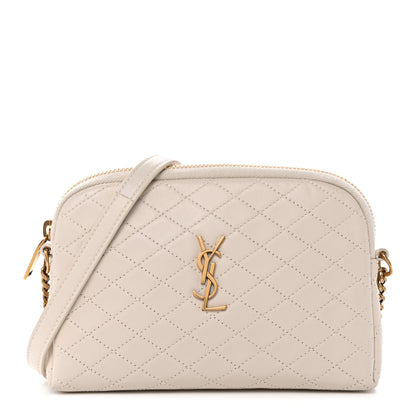 Saint Laurent Lambskin Quilted Gaby Zipped Pouch Crema Soft 1 of 12