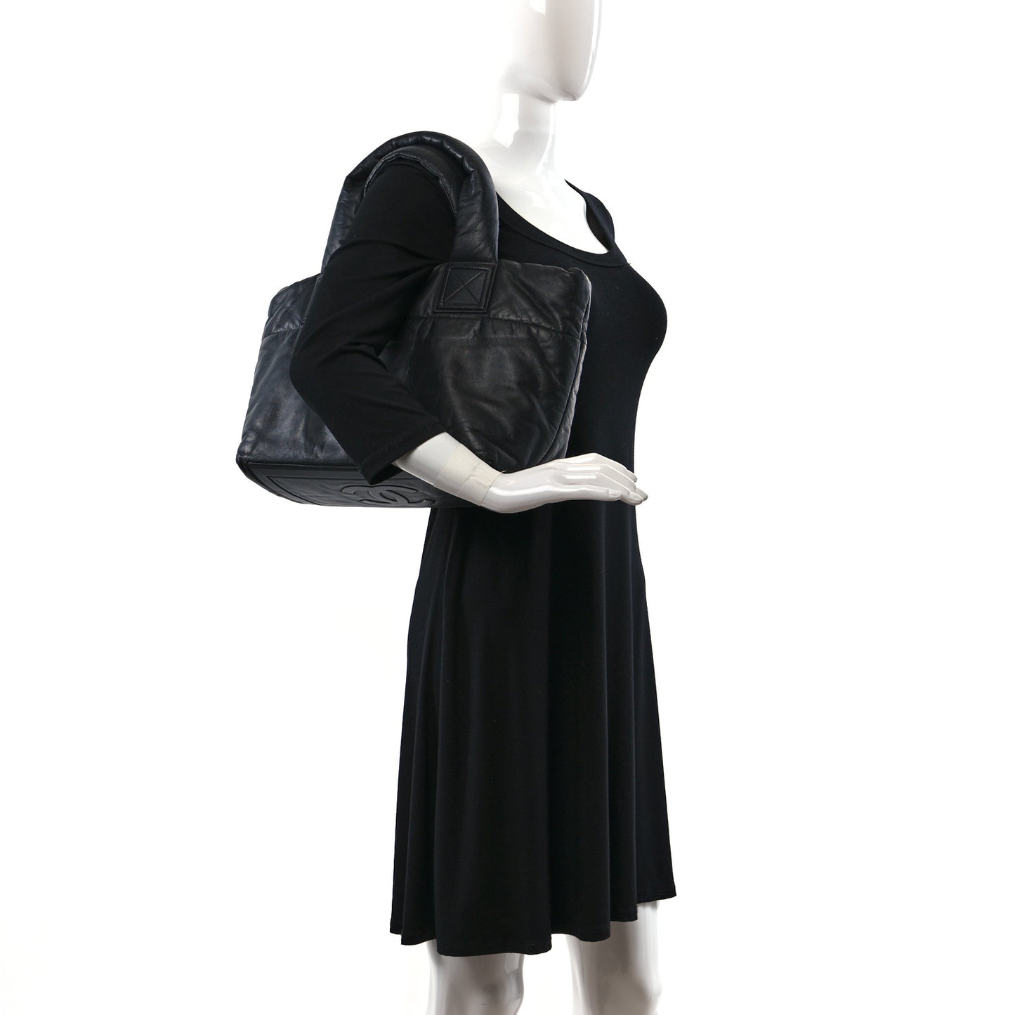 Lambskin Quilted Small Coco Cocoon Reversible Tote Black