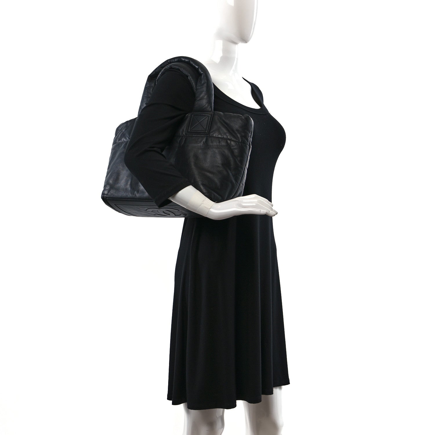 Chanel Lambskin Quilted Small Coco Cocoon Reversible Tote Black 2 of 9