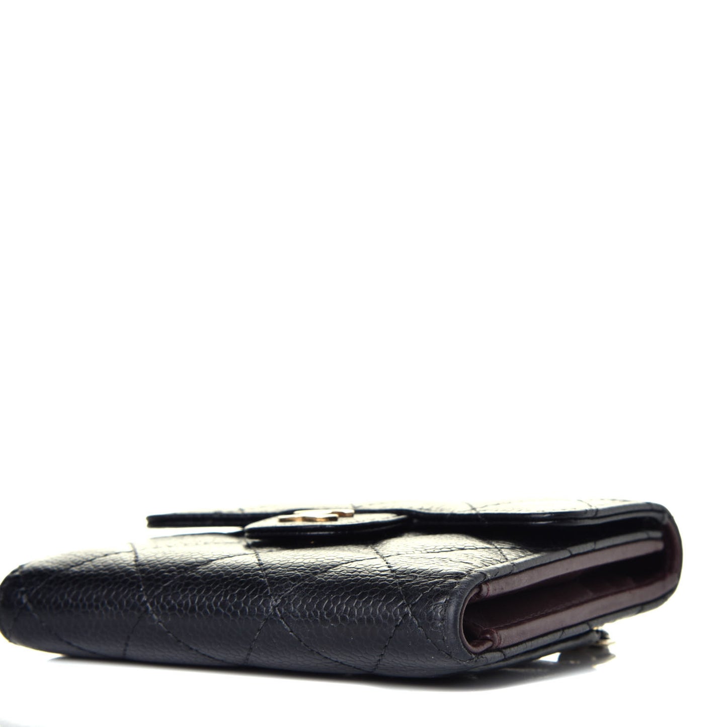 Caviar Quilted Compact Flap Wallet Black