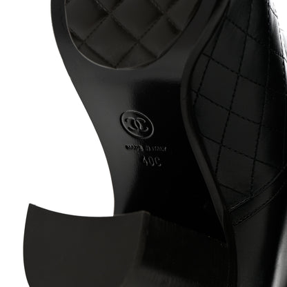 Chanel Calfskin Quilted Cap Toe Boots 40 Black Brown 8 of 11