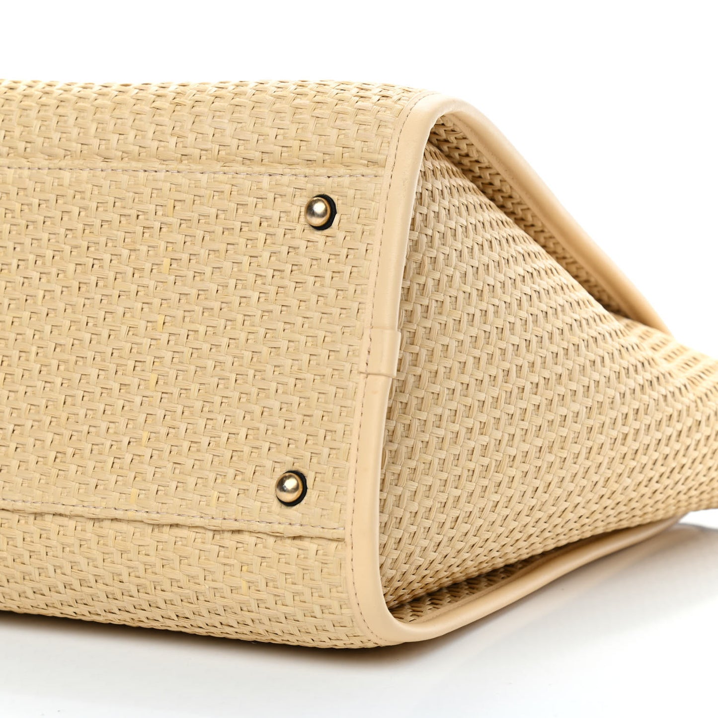 Straw Raffia Calfskin Chain Medium Deauville Tote Beige Black