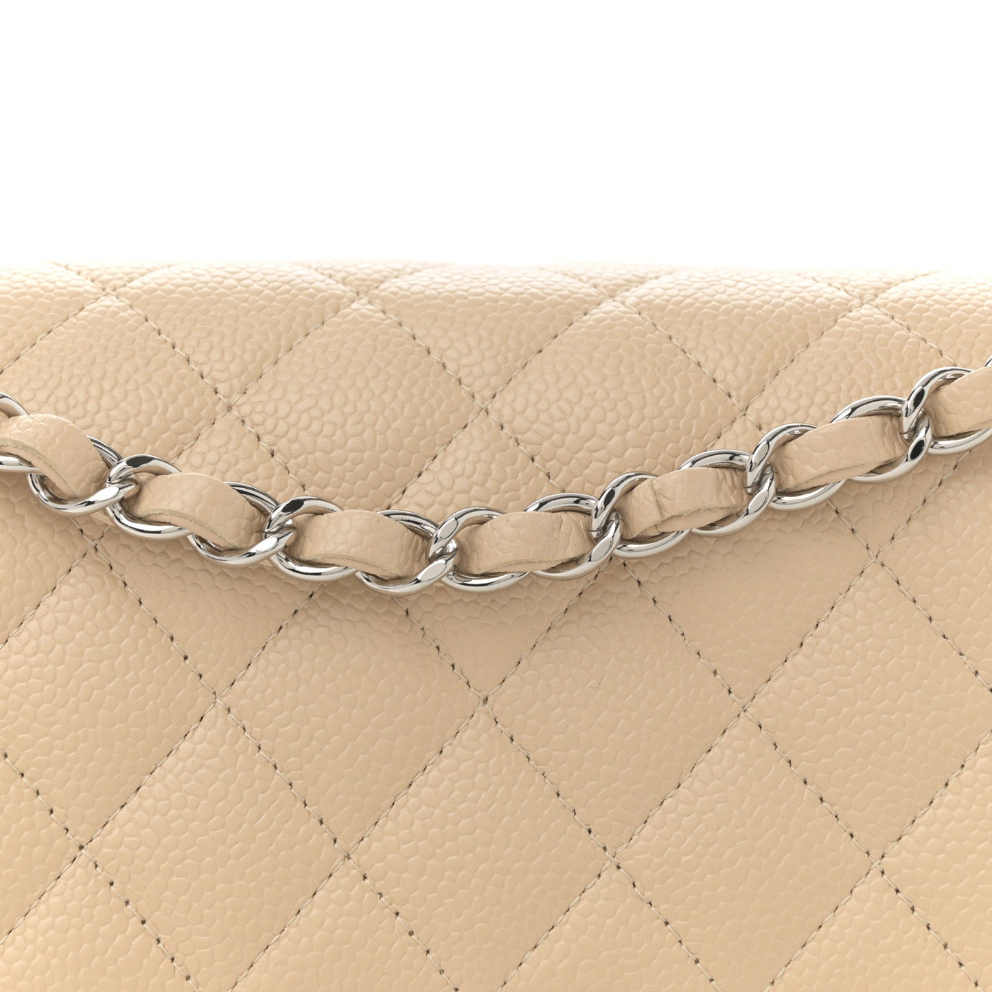 Caviar Quilted Medium Double Flap Beige Clair