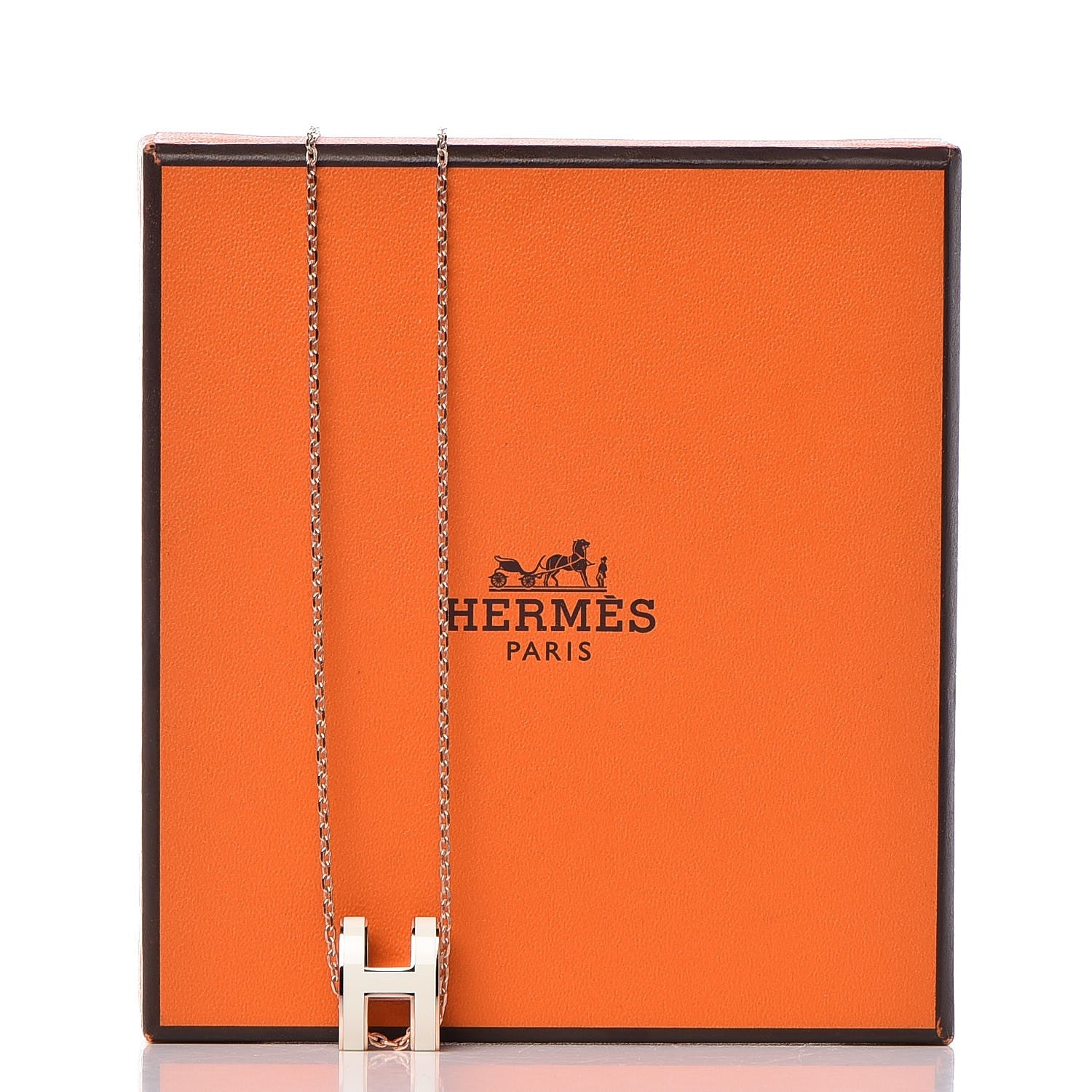 Hermes Lacquered Palladium Pop H Pendant Necklace White 6 of 6