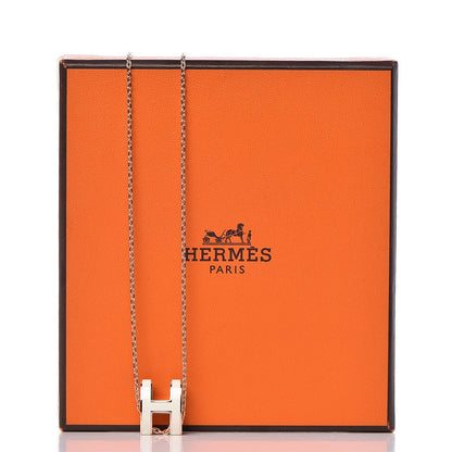 Hermes Lacquered Palladium Pop H Pendant Necklace White 6 of 6
