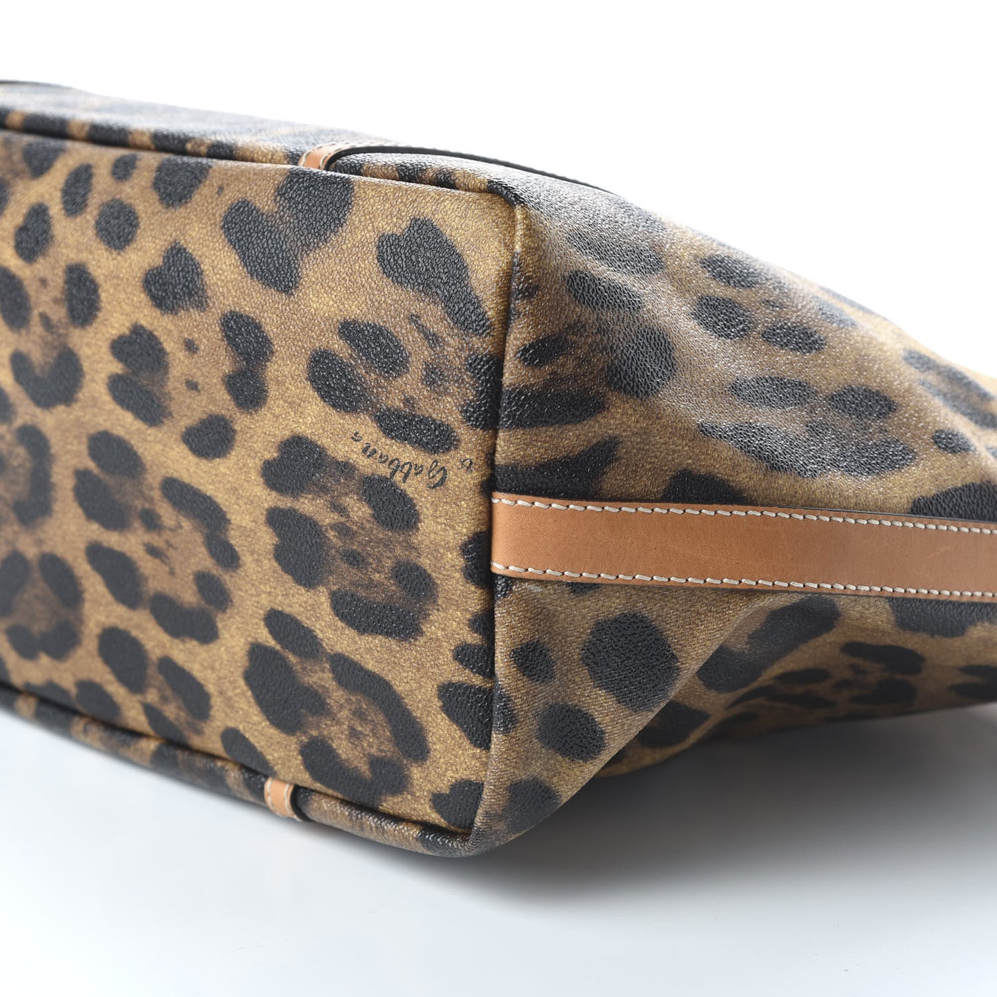Coated Canvas Leopard Print Miss Escape Tote Light Beige
