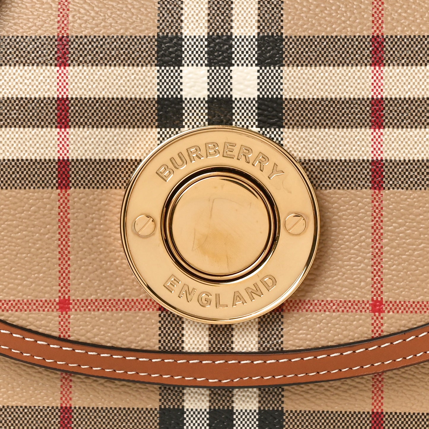Calfskin Check Small Elizabeth Bag Briar Brown