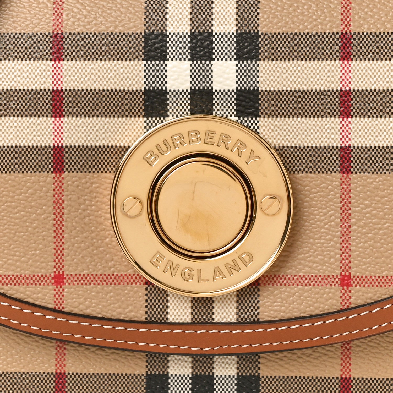 Burberry Calfskin Check Small Elizabeth Bag Briar Brown 7 of 9