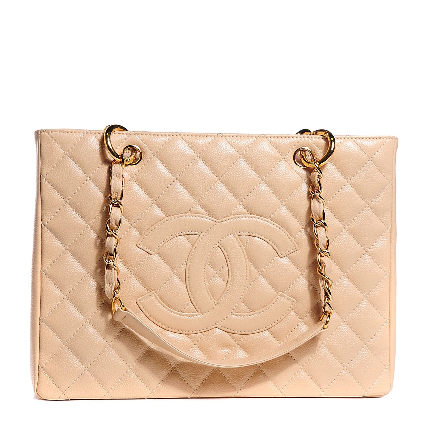 Caviar Quilted Grand Shopping Tote GST Beige Clair