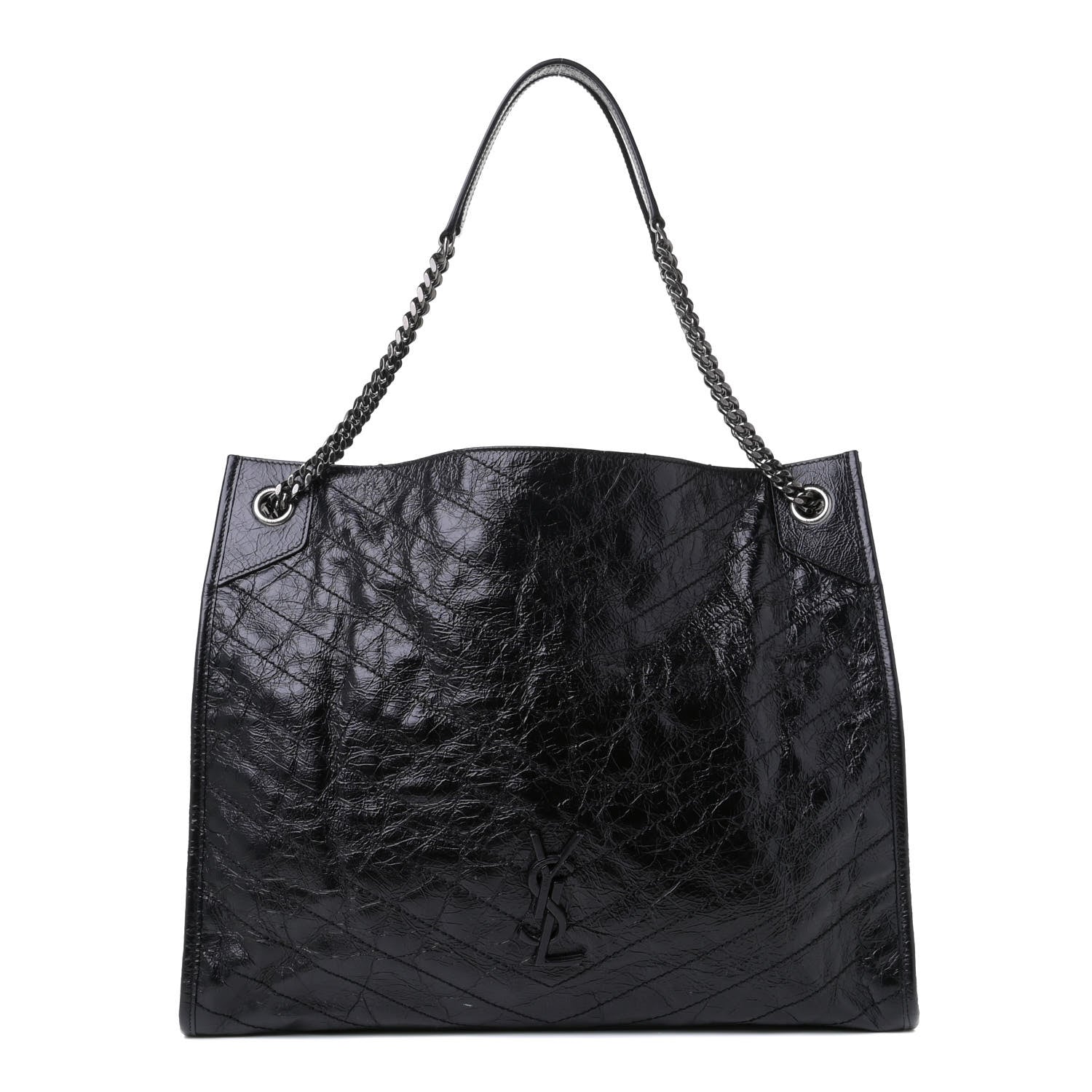 Saint Laurent Crinkled Calfskin Matelasse Monogram Niki Shoulder Bag Black 2 of 10