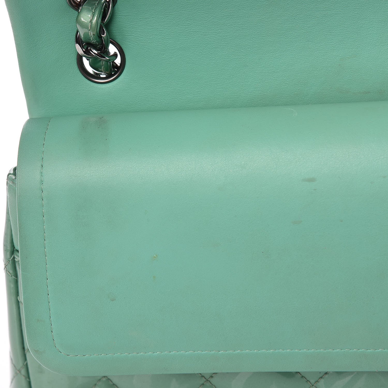 Chanel Patent Quilted Jumbo Double Flap Green 9 of 23