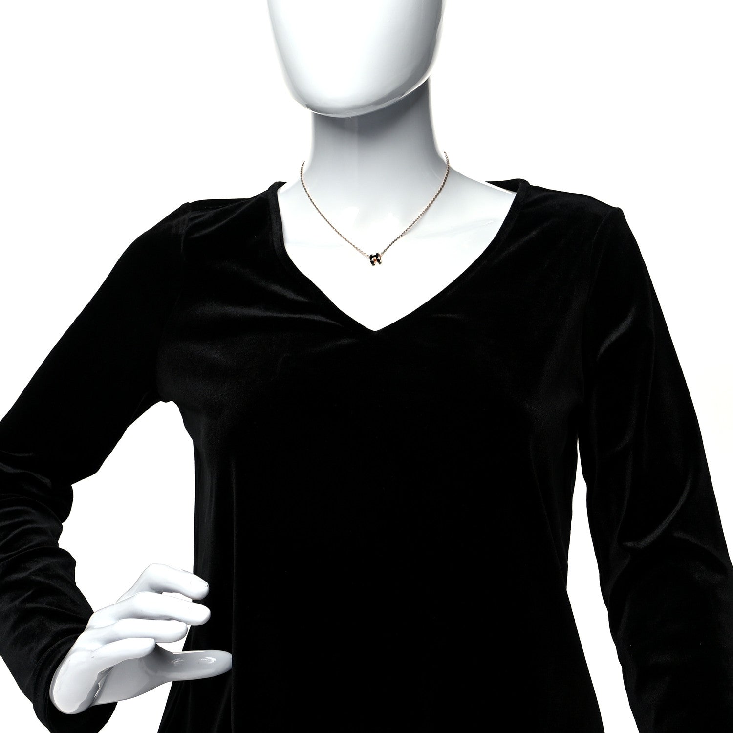 Hermes Lacquered Rose Gold Mini Pop H Pendant Necklace Black 2 of 6